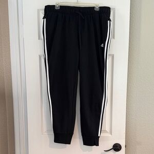 adidas Black Track Joggers with White Side Stripes